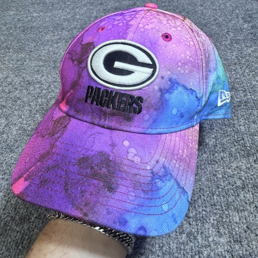 Green Bay Packers New Era Hat OSFM 9TWENTY Multi Crucial Catch NFL Tie Dye EUC